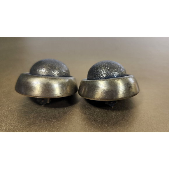 Vintage Bronze Tone Dome Earrings Clips Large 1980's Working Girl Style - Picture 5 of 9